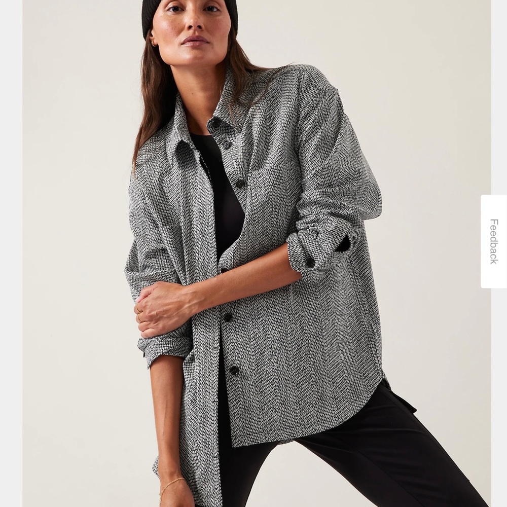 Shirt jacket; perfect for layering; nice weight and drape